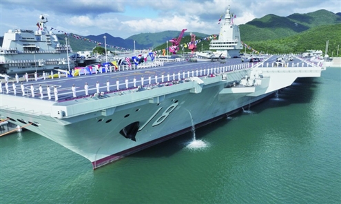 ▲福建舰是我国第三艘航空母舰,舷号为“18”,2022年6月下水命名。福建舰由我国完全自主设计建造,其电磁弹射技术处于世界先进水平。◎新华社发